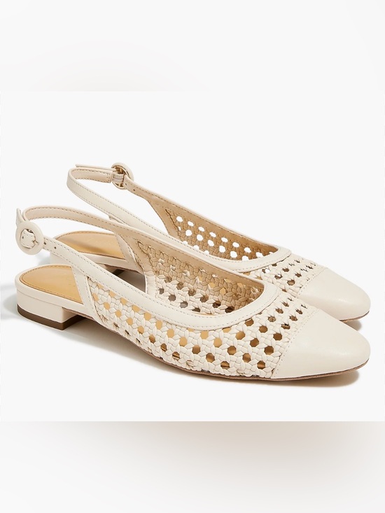 J. Crew Shoes - J.Crew Cream Woven Slingback Flats Size 8.5 Coastal Chic Pointed Toe Shoes